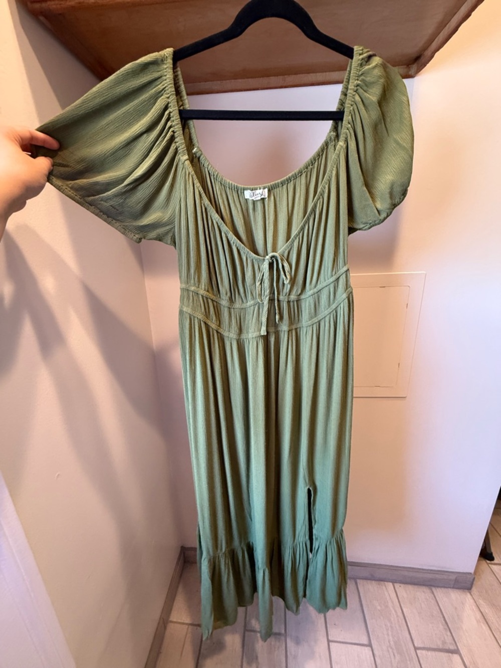 Green Midi Milkmaid Dress
